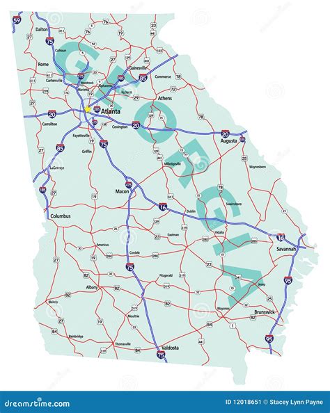 Georgia State Interstate Map Stock Vector - Illustration of united ...
