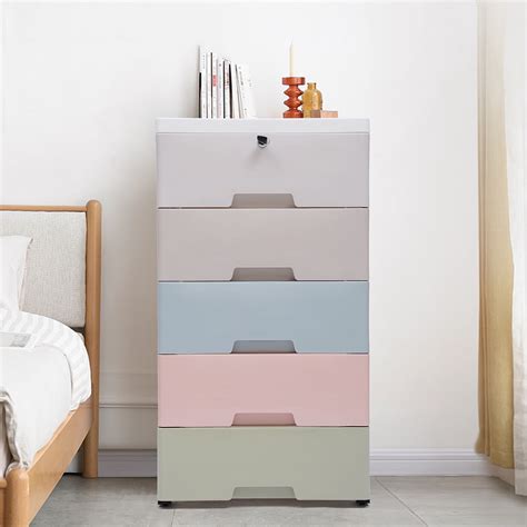 Buy Plastic Drawers Dresser Storage Cabinet Stackable Clothes Storage ...