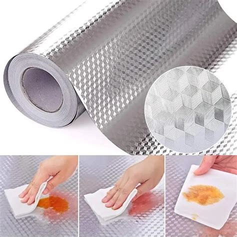 Self-Adhesive Oil Proof Kitchen Backsplash - Aluminum Foil Non-Woven ...