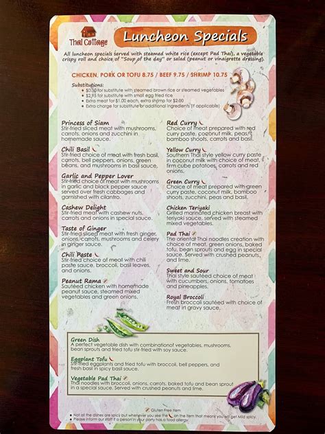 Menu at Thai Cottage Woodlands restaurant, Conroe, College Park Dr
