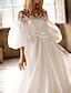 Formal Wedding Dresses Court Train A-Line Half Sleeve Off Shoulder ...
