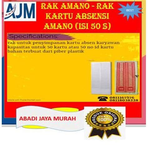 Jual RAK AMANO - RAK KARTU ABSENSI AMANO (ISI 50" S) - Jakarta Pusat ...