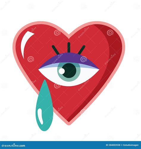 Red heart with eye stock vector. Illustration of symbol - 284003558