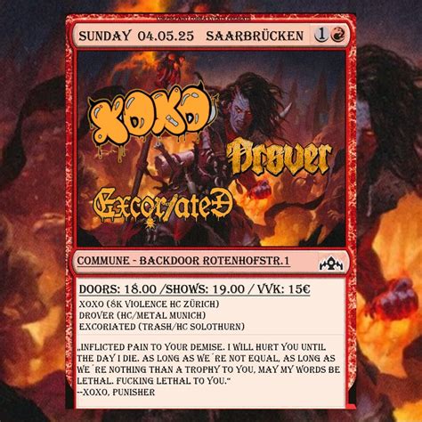 XOXO + DROVER +EXCORIATED , commune GmbH, Saarbrucken, 4 May 2025 ...
