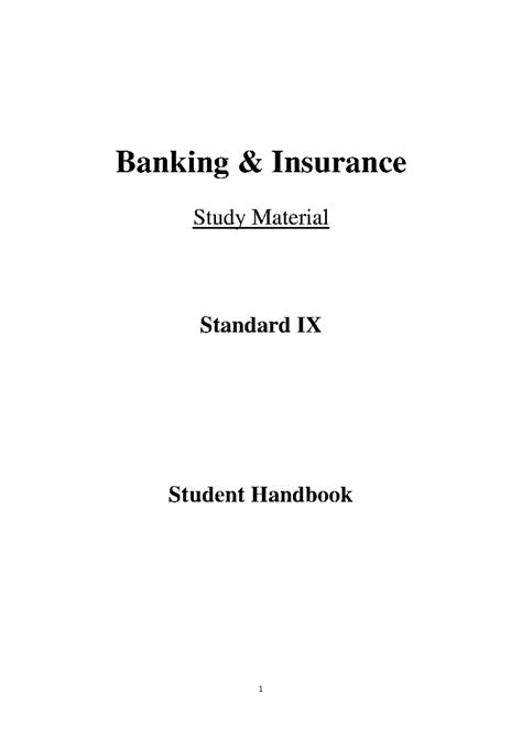 Banking and Insurance Study Material for Standard IX (411) - Studocu