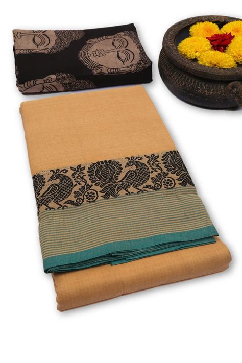 Butterfingers Chettinad Cotton Saree with Kalamkari Blouse-CHEDS036 ...