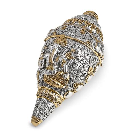 Gold and Silver Plated Ganesha Shankh for Prosperity – Veda Connection