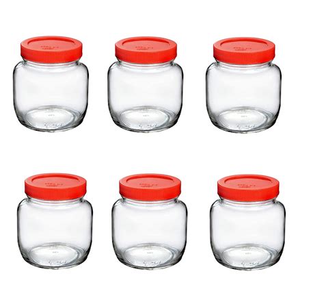 Buy Yera Glass Jar with Red Lid Kitchen Storage Container - 300 Ml Gm ...
