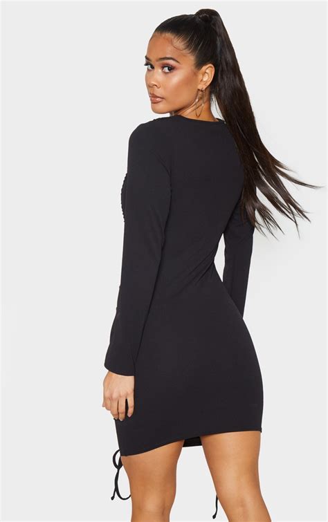 black long sleeve bodycon dress
