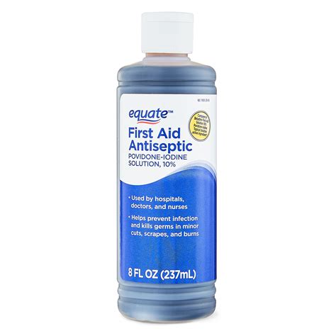 Equate First Aid Antiseptic Liquid Povidone-Iodine Solution 10% 8 fl oz ...