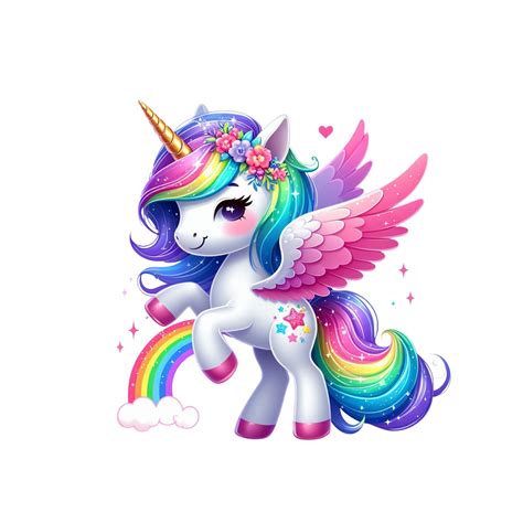Unicorn, Cute Rainbow Unicorn Clipart, Pegasus Unicorn PNG Instant ...