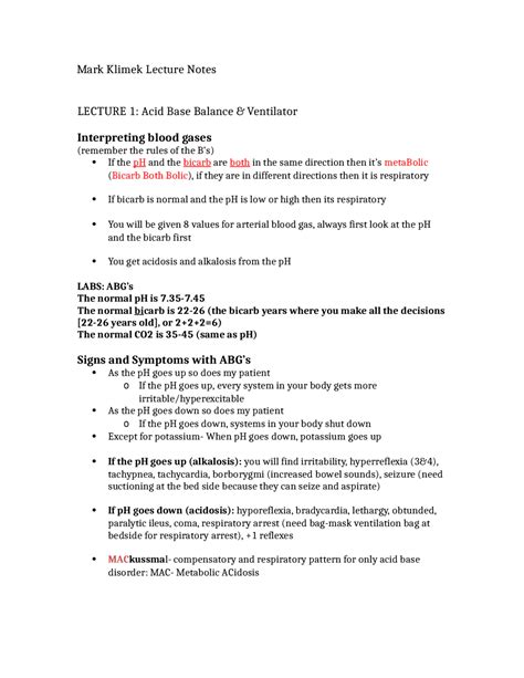 Mark Klimek Lecture Notes new Graded A - Docsity