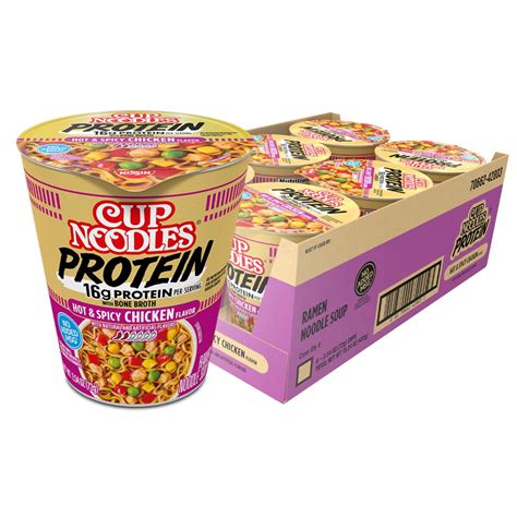 Amazon.com: Nissin Cup Noodles Protein Ramen, Chicken Flavor Spicy ...