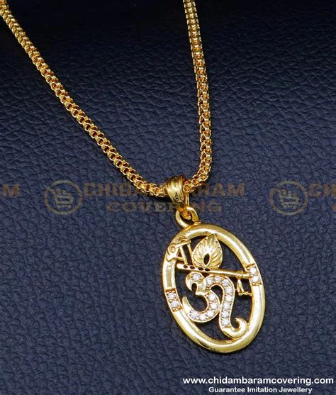 Buy American Diamond White Stone Om Dollar Chain Buy Online