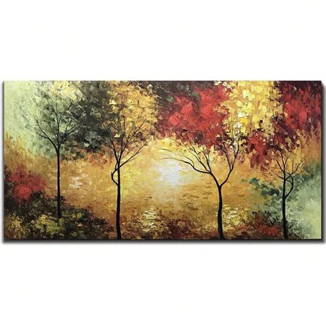 Modern Impressionism Tree Art Oil Painting Propylene Canvas Hand ...