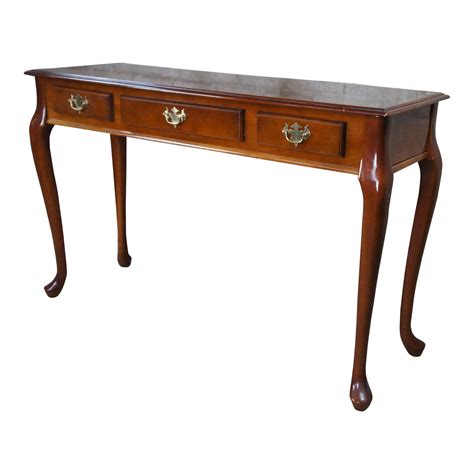 Mid 20th Century Vintage Queen Anne Cherry Rectangular Sideboard Buffet Sofa Console Table ...