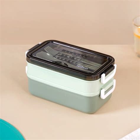 Bento Lunch Box With Mobile Holder Green 1050ml Online - Premium Lunch ...