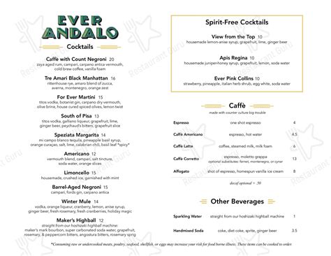 Ever Andalo Menu