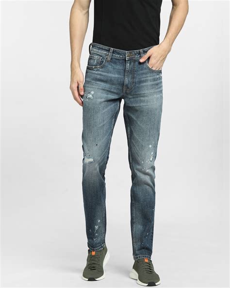 Buy Dark Blue Low Rise Washed Glenn Slim Fit Jeans for Men
