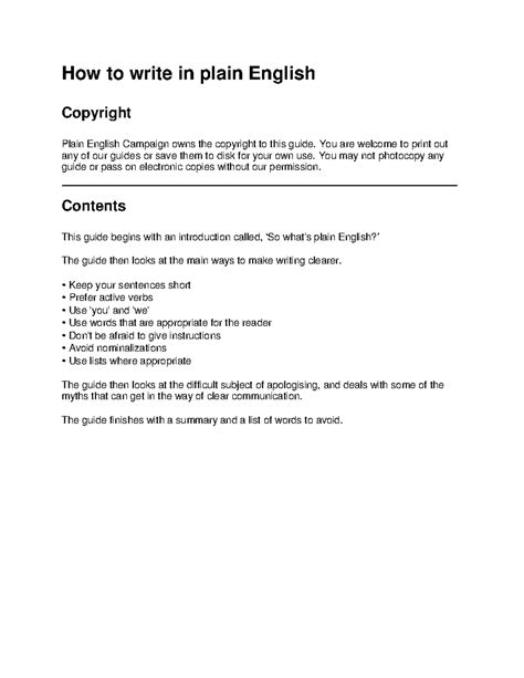 How to Write Clearly in Plain English: A Comprehensive Guide - Studocu