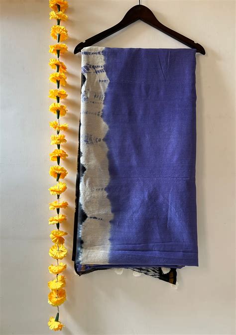 DAMINI: HANDMADE SHIBORI CHANDERI SILK-COTT SAREE WITH ZARI BORDER ...