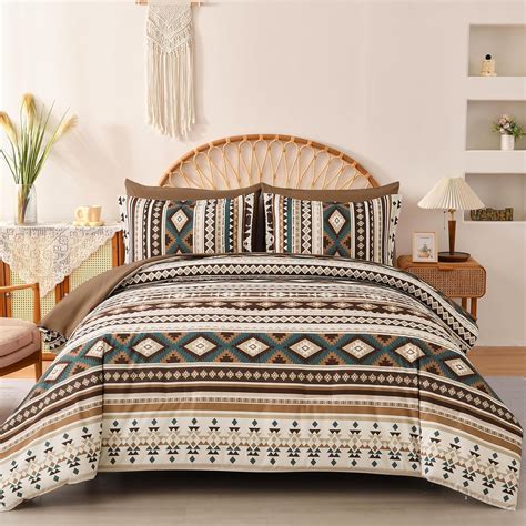 Amazon.com: Dinjoy Brown Boho Comforter Set Queen Size,7 Pieces Bed in ...