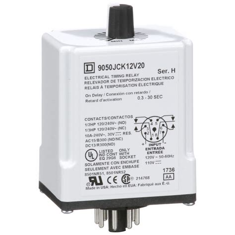 SCHNEIDER, Socket Mounted, 110V AC, Single Function Time Delay Relay ...