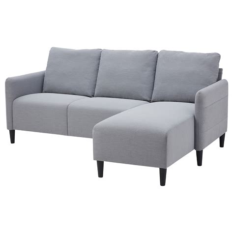 ANGERSBY - 三人座沙發, 含躺椅/Knisa 淺灰色 | IKEA 線上購物