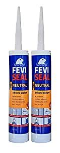 FEVISEAL Weatherproof PRO Silicone Sealant 280ml (Clear), 2 Cartridge ...