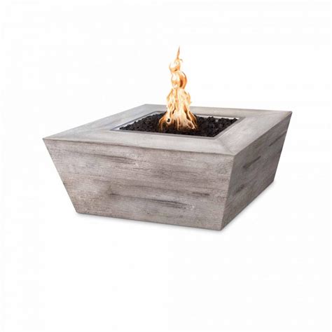 The Outdoor Plus Square GFRC Plymouth Wood Grain Fire Pit - Fire Pits ...