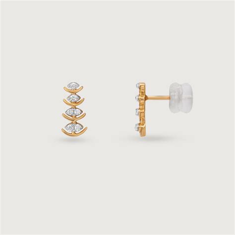 Sparkling Ladder Gold & Diamond Stud Earrings