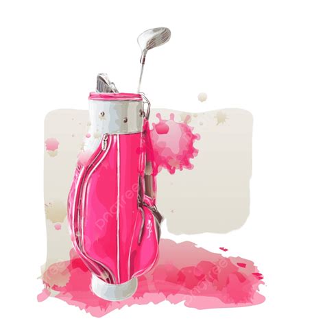 Vector Art Painting Of Watercolor Pink Golf Bag On Water Vector ...