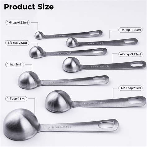 Measuring Spoons: U-Taste 18/8 Stainless Steel Set of 7 Piece: 1/8 tsp ...