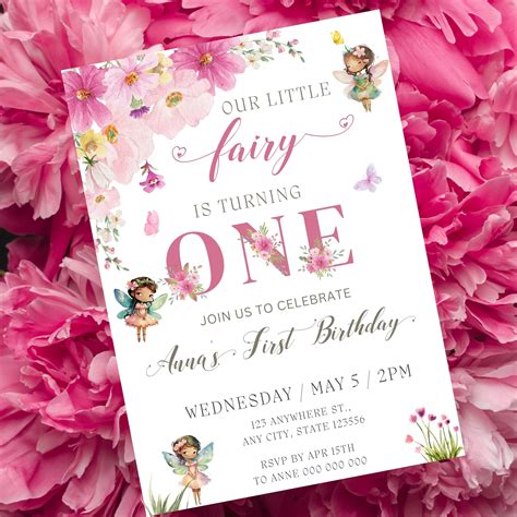 Fairy 1st Birthday Invitation Magical Wildflower First Fairy Birthday ...