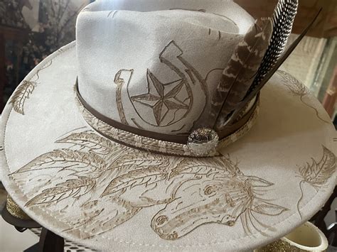 Custom Burned Felt Hat - Tribute to a Horse