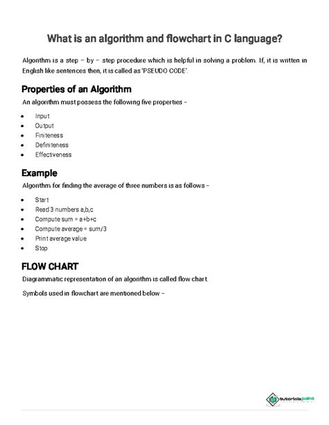 What is an algorithm and flowchart in C language - What is an algorithm ...
