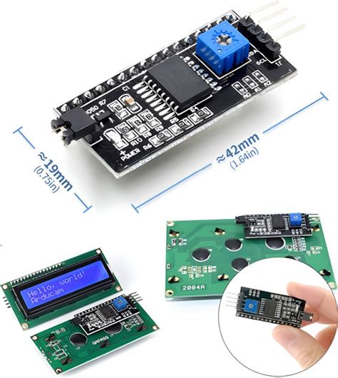 R&D IIC/I2C Serial Interface Adapter Module For 16x2 LCD Display pack ...