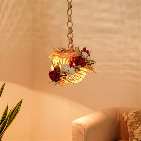 Sustainable Floral Lantern Red Online - Premium Lantern | Nestasia