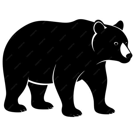 Premium Vector | Black bear silhouette vector illustration with white ...