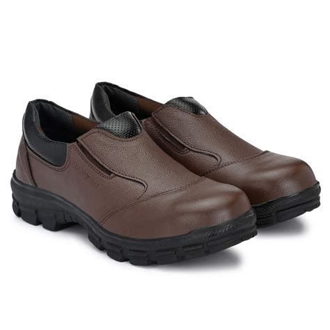 MANSLAM Genuine Leather Steel Toe Slip On Safety Shoe for Men UK 6 ...
