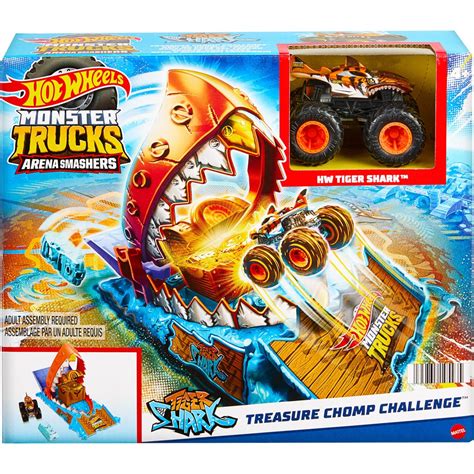 Mattel Hot Wheels Monster Trucks Tiger Shark Monster Trucks Race ...