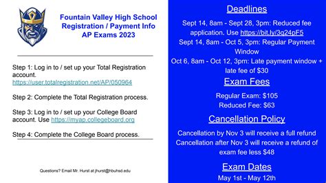 AP Exam Registration information | Fountain Valley High School