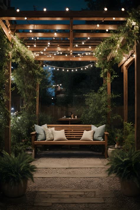 Pergola With String Lights Free Stock Photo - Public Domain Pictures