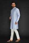 Buy Blue Viscose Silk Embroidered Thread And Mirror Work Kurta Set For ...