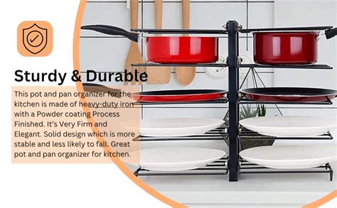D&V Engineering Heavy Duty Frying Pan Countertop Rack Organizer For ...