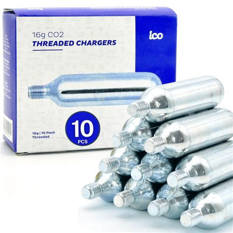 ICO 16g Threaded CO2 Cartridges, Compressed Gas Canister for Bike Tire Repair, Mountain & Road ...