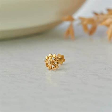 Petal Dome Gold Nose Pin Floral Design | Yuvora
