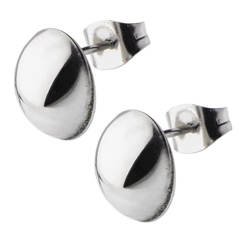 Buy Silver Stainless Steel Small Oval Dome Studs Online - Inox Jewelry ...