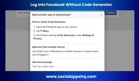Image result for How to Access Facebook without Code Generator