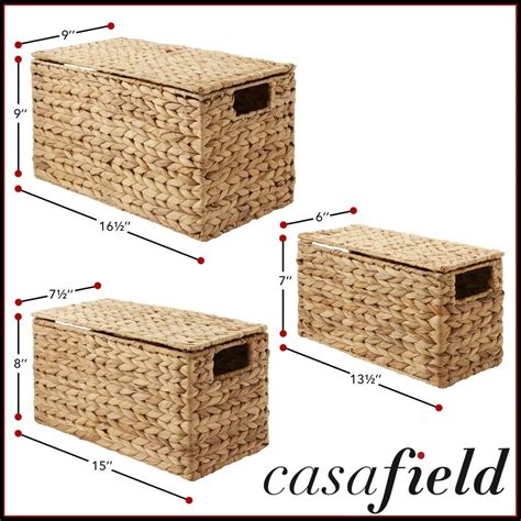3-Piece Hyacinth Nesting Basket Set, Stacking Storage Wicker Bins with ...